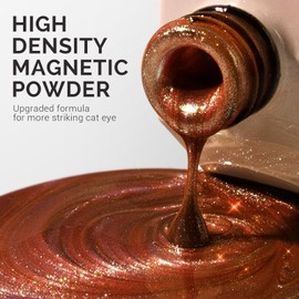 MelodySusie Jeweliver Cat Eye Gel Nail Polish, 0.5 Fl Oz Brown Glitter Holographic Magnetic Nail Polish with Magnet, UV Nail Polish for Nail Art Manicure Salon DIY at Home-C6692
