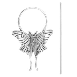 05AS Luna Moth Hair Styling Pins Black Wicca Witch Hair Slide Renaissance Festival Hair Acceossories for Women Hair Stick Antique Silver Plated Hair Clips