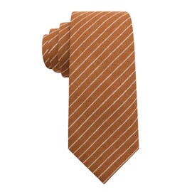 GHTIYLP Plaid Ties for Men, 2.56" Mens Skinny Neck Tie Cotton Striped Neckties Business Wedding Office (Terracotta Stripe)