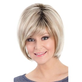 Wigs for Women, Human Hair, Slanted Bangs, Straight Hair, Wig Headpiece with Short Hair, Natural Hair for Daily Use, Suitable for Women and Girls Middle Ages
