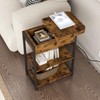 GarveeHome Narrow End Table with Charging Station, Flip Top Nightstand