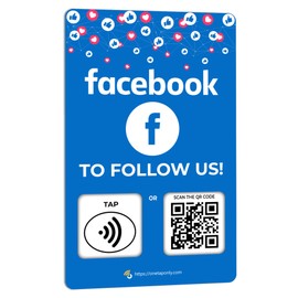 NFC Social Tap Cards | Review QR Code | Contactless Review Card | NFC Tap Card | Unlimited Use NFC Cards (1-Facebook)