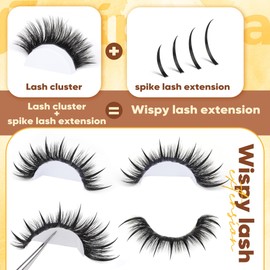 Focipeysa 200D Lash Extensions with Bottom Lash Volume Eyelash Extensions 12-18mm DIY Eyelash Clusters Thick Individual Lash Extensions Full Volume Eyelashes Extensions for Beginners