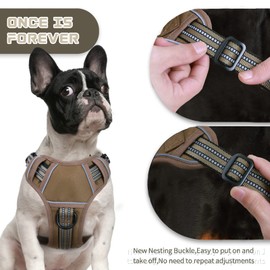 No Pull Dog Harness for Small Dogs, Adjustable No Choke Pet Vest with Dog Leash Fit Smart Reflective Pet Walking Harness for Training Easy Control Soft Handle Brown S
