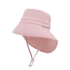 Toddler Sun Hat with Neck Flap UPF 50+ Adjustable Baby Summer Beach Swim Bucket Hat for Kid Boys & Girls 6 Month -7 Years Pink 50
