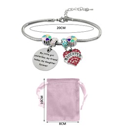 DUINIU 1 Piece Charm Bracelet with 1 Piece Storage Bag, Kids Bracelet, Fun Girl Bracelet, Silver Pendant Adjustable Bracelet, Birthday Gift for Daughter (Silver)
