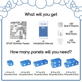 COKAOBE Silver Shimmer Wall Backdrop, 30PCS Square Sequin Shimmer Backdrop Panel, Sequin Backdrops for Birthday, Anniversary, Wedding, Graduation & Bachelorette Party Decoration