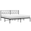 vidaXL 12-Inch Black Metal California King Bed Frame with Headboard,
