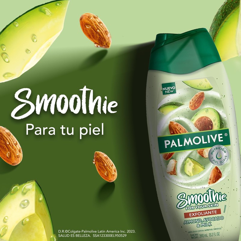 Palmolive Smoothie Jabón Líquido Corporal de Almendra, Aguacate y Leche,
