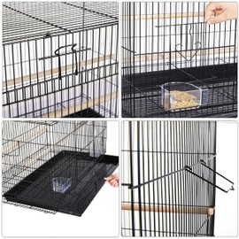 Topeakmart Rolling Stackable 2-Pack Finch Rectangle Flight Bird Cages Breeding Birdcage for Lovebirds Parrots Budgies Parakeets Canaries Cockatiels Conures with Stand