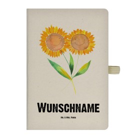 Mr. & Mrs. Panda DIN A4 Personalisiertes Notizbuch Blume Sonnenblume - Personalisierte Geschenke, zusammen, Vertrauen, Notizbuch mit Namen, Blumen,
