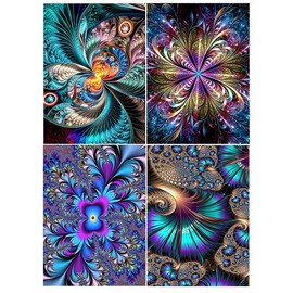 DCIDBEI 4 Pack Diamond Painting Abstract 30 x 40 cm DIY 5D Diamond Painting Pictures Flowers Painting by Numbers Abstract Diamond Painting Adult Flowers Crafts Adults Women Mosaic Craft Set