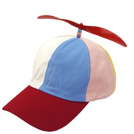 Kuzhi Multi-Color Propeller Hat - Baseball Style (Red Brim, L)