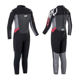 Osprey Boys Full Length 5 mm Winter Wetsuit, Kids Neoprene Surfing Bodyboarding Wetsuit, Origin, Red, Medium Short