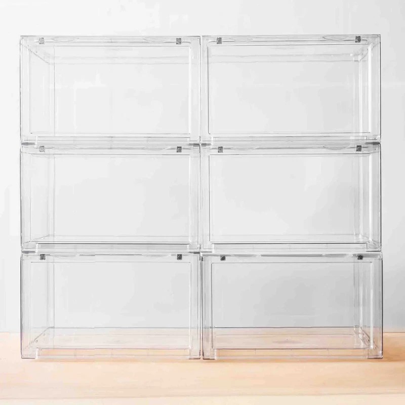 GUDEMAY Plastic Storage Bins with Magnetic Lid Dustproof Book Cosmetic