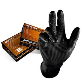 Gripster Skins Heavy Duty Nitrile Disposable Gloves - 50 Pack/25 Pairs â Black â Large (Size 9)