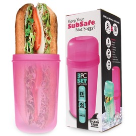 SubSafe Sub Sandwich Plastic Container for Coolers (Hot Pink)