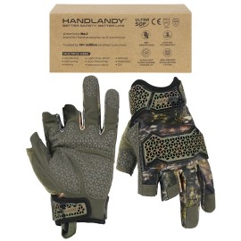 HDD Three-Half Fingers Camo for Hunting Hiking Shooting Motorcycle TPR Impact Protective Touch Screen Tactical GlovesSize: L, Color: Green