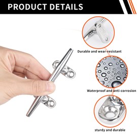 Hoffen Boat Cleat, 4 Pack 316 Stainless Steel 4 inch 5 inch 6 inch Open Base Dock Cleat Marine Grade Rope Cleat with Fasteners for Kayaks, Nautical Decor (4 Inch 4 Pack)