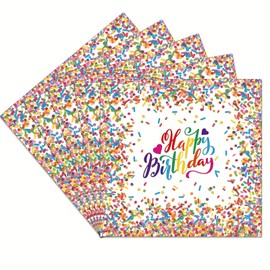Pack of 40 Birthday Napkins, 33 x 33 cm, Table Decoration, Birthday Napkins, Colourful Confetti, Children's Birthday Party Decoration for Boys and Girls