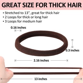 SUTHIA Brown Hair Ties for Thick Hair 120 Pack, Nylon Hair Ties No Damage Hair Ties Bulk Hair Ties Thick Hair Elastic Hair Ties Ouchless Hair Ties for Women Cloth Ponytail Holders Fabric Hair Bands