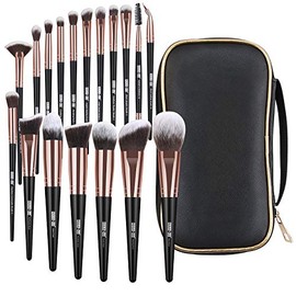 Brochas de maquillaje,18 Piezas Brochas de Maquillaje Profesionales Sintéticas de Primera Calidad con Bolsa Foundation Kabuki Eye Set de Brochas para Maquillaje de Viaje(Oro negro)