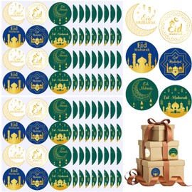 Eid Mubarak Stickers, 216Pcs 1.5 Inch Eid Ramadan Round Sticker, Islamic Muslim Party Stickers for Eid Celebrations, Gifts, Envelopes, Treat Bags, and Decorations