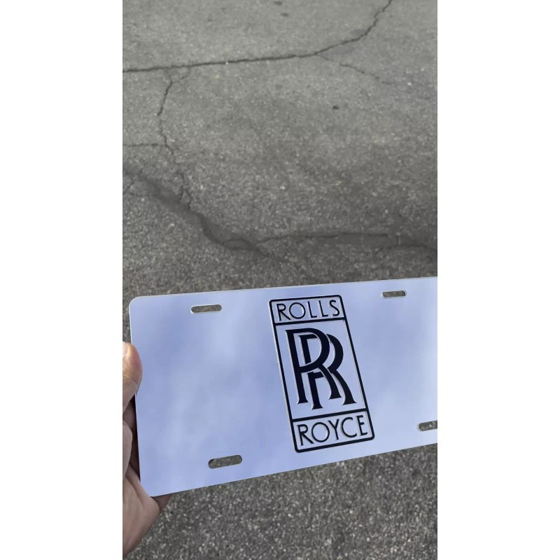 BLVD Rolls-Royce Emblem Acrylic Mirror License Plate Auto Tag