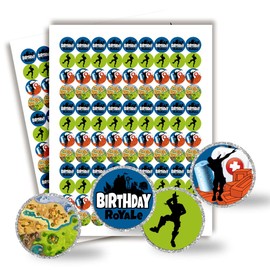 Fort Battle Video Gaming Birthday Party Kiss Sticker Labels, 300 Party Circle Sticker sized 0.75* * for Chocolate Drop Kisses by AmandaCreation, Great for Party Favors, Envelope Seals & Goodie Bags