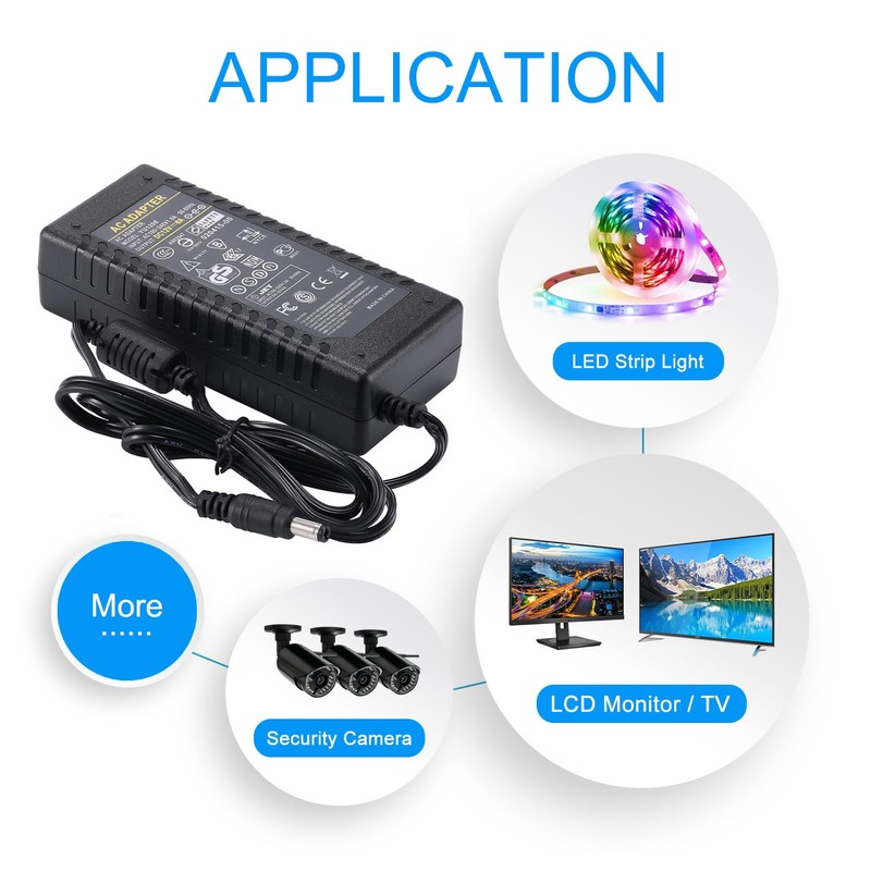 COOLM 12V 8A Power Supply Adapter 96W Converter 100-240V AC