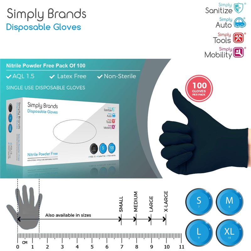 Black medical grade Nitrile gloves - Strong, Multi-Purpose, Powder Free