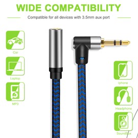 GGMTY 3.5mm Male to Female Extension Stereo Audio Extension Cable 3FT, Cotton-Braided Audio Extension Cable, Stereo Jack Cord for Phones, Headphones, Speakers, Tablets, PCs and More
