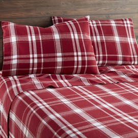 100% Organic Flannel Sheets Twin XL Size - GOTS Certified 100% Cotton Flannel Sheets Set with Comfortable Soft Brushed Finish & Deep Pocket - 1 Flat 1 Fitted & 1 Pillowcase (Plaid, Twin XL)