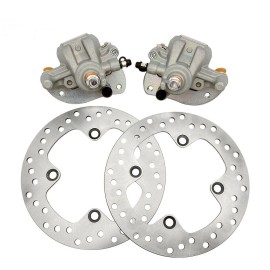LYK Front Brake Calipers & Brake Rotors for Yamaha Grizzly 700 YFM700 4x4 2007-2020