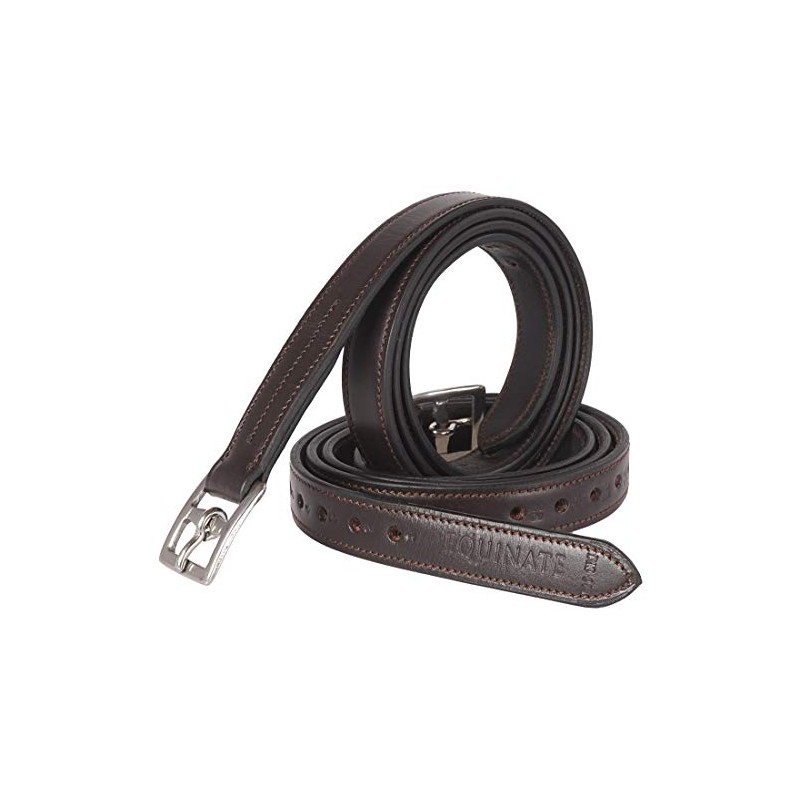 Equinate Superior Leather Stirrup Leathers with Stainless Steel Buckles Brown