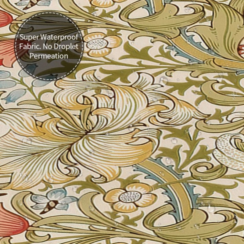 Ansouyi William Morris Shower Curtain Set with 12 Hooks, Bath