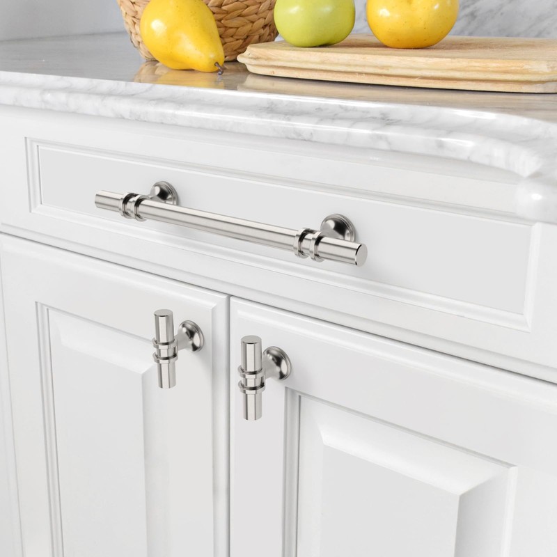 Amerdeco 10 Pack Brushed Satin Nickel Cabinet Pulls 5 Inch(128MM)