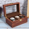 Wooden 3 Grid Watch Display Box Transparent Window Anti‑Slip Watch