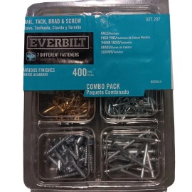 Everbilt 400-PC Zinc-Plated, All-in-1 Fastener Kit (Nails, Screws, Brads, Tacks)