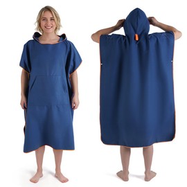 Bath Poncho for Men and Women, Poncho Towel, Microfibre Surf Poncho, Bath Poncho, Towel, Made of Microfibre Also as Changing Aid Beach (Medium)