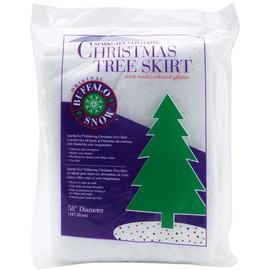 Buffalo Batting Sparkle Tree Skirt 58", White W/Multi Glitter, CB2336