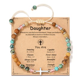 LAVEIR Daughter Gifts from Mom Stocking Stuffers for Teen Girls & Kids Christian Cross Bracelet for Women To My Daughter Bracelet Birthday Christmas & Valentine's Gifts for Daughters