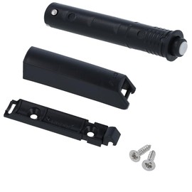MS Beschläge Furniture Door Damper Rubber Tip Screw-On Adapter Furniture Catch Push to Open Furniture Front Opener Pressure Door Opener Stop Damper Door Bumper Door Catch (Black, Long)