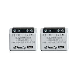 Shelly PM Mini Gen 3 | WiFi & Bluetooth Smart Power Meter 1 Channel 16 A | Home Automation | Compatible with Alexa and Google Home | iOS Android App | No Hub Required (Pack of 2)