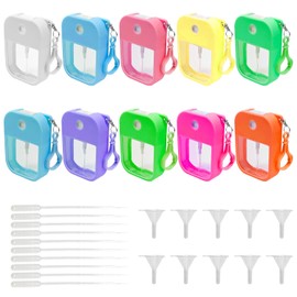 VIEKIER 10 Pcs Portable Card Spray Bottle 38ML Refillable Perfume Bottle Mini Continuous Reusable Spray Bottle Water Spray Bottle with Hook for Cosmetic 10 Color