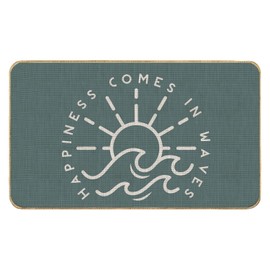 Nvotell Coastal Beach Door Mat - Summer Beach Welcome Front Door Mat Outdoor Entrance, Summer Nautical Happiness Comes in Waves Door Mats, 17x30 Inch