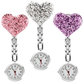 Gatuida Nurse Quartz Watch 3pcs Love Heart Nurse Fob Watch for Women Nurses Random Color