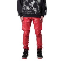 mnml Men's Leather Snap Cargo Pants Red