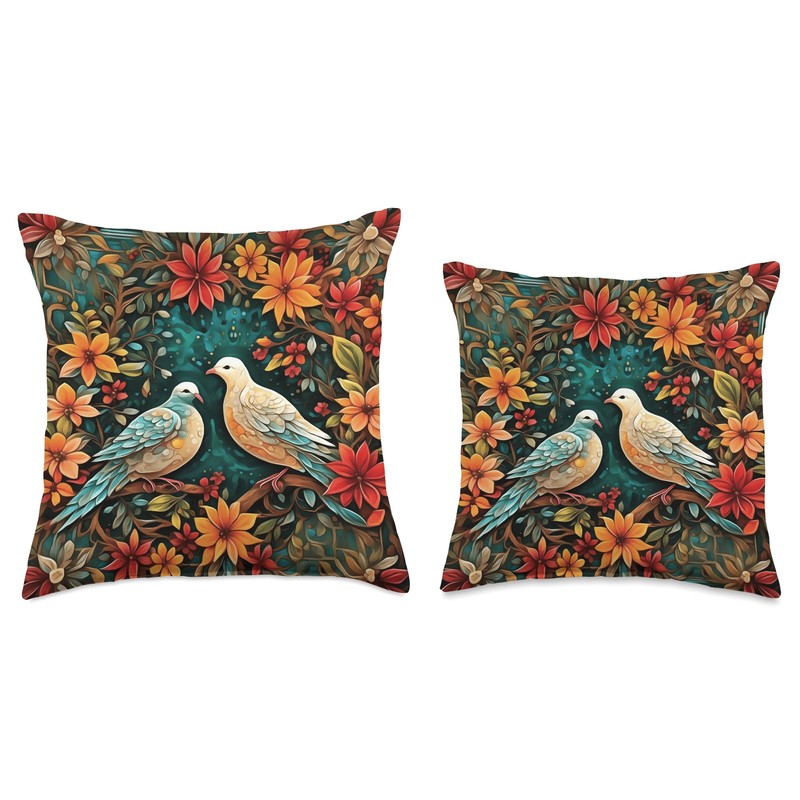 Two Turtle Doves Throw Pillow