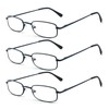 EYE ZOOM 3 Pack Classic Readers Rectangular Metal Reading Glasses